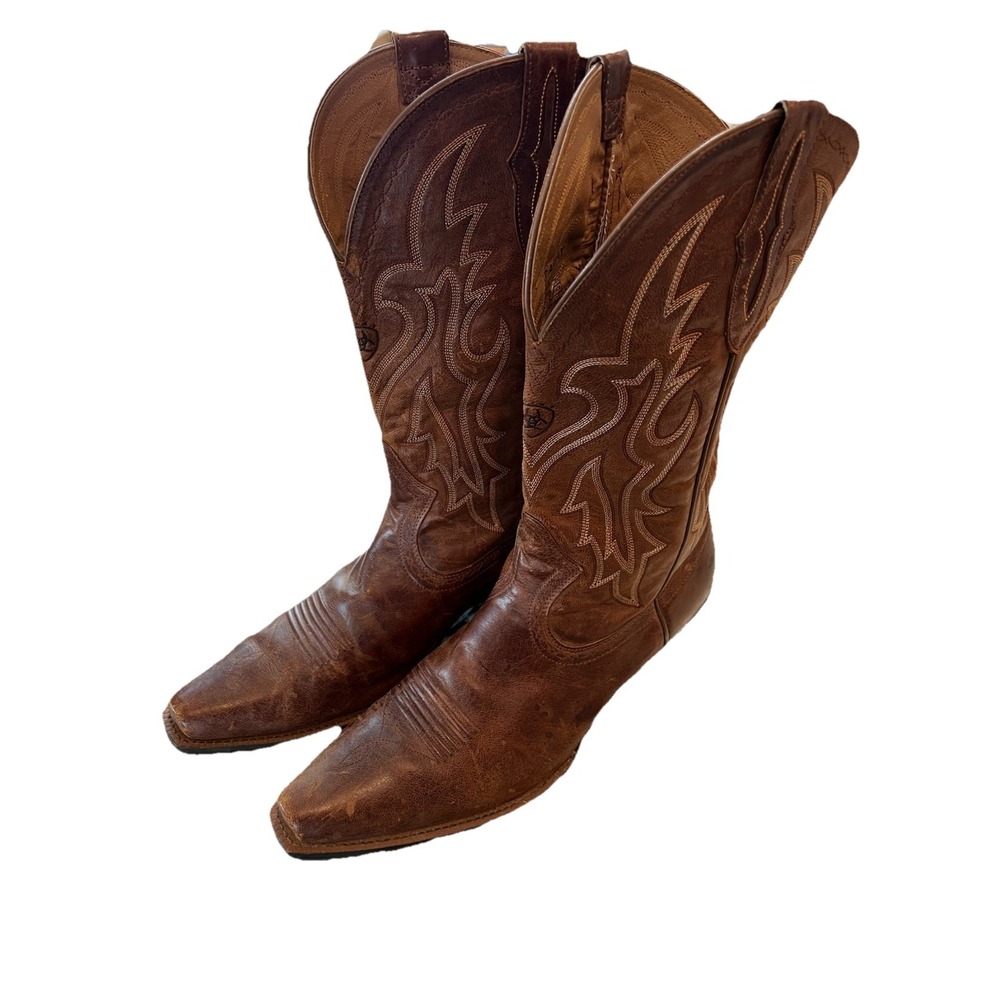 Ariat mens Square toed cowboy boots 11.5 Brown Western Ariat Work Insole
